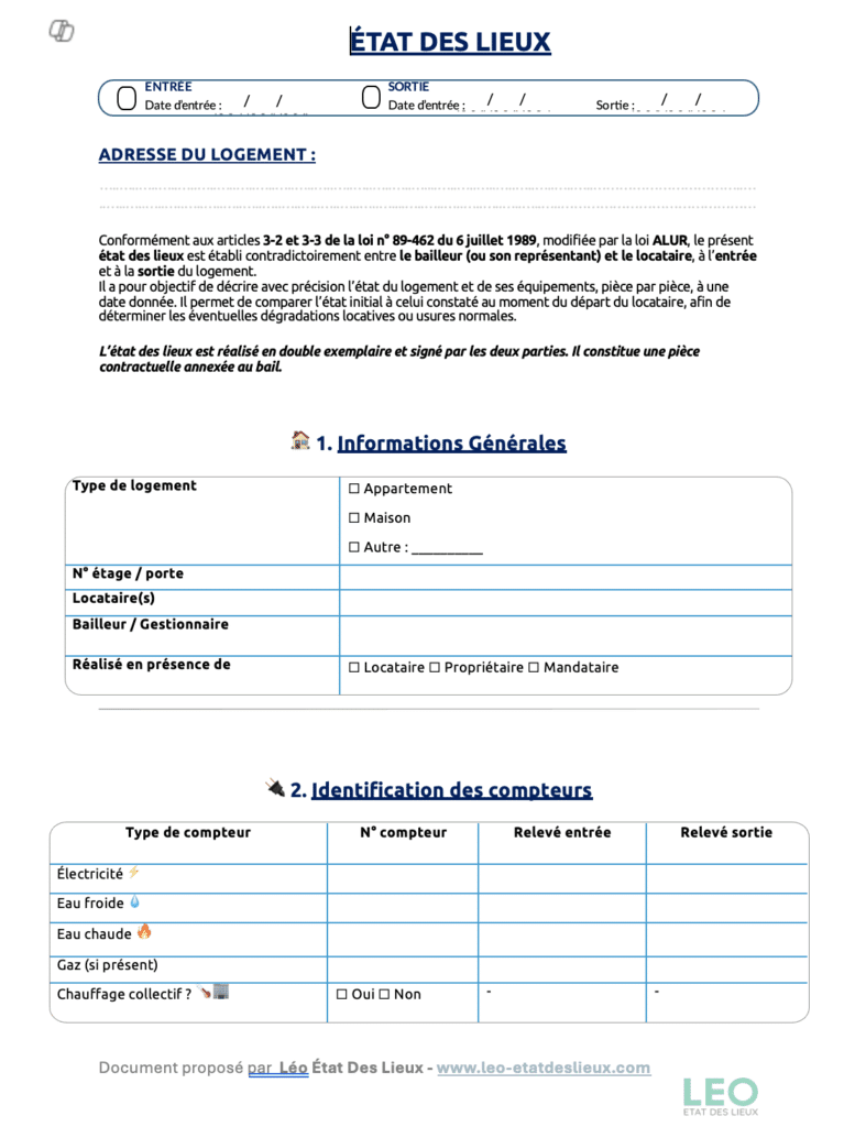 état des lieux studio