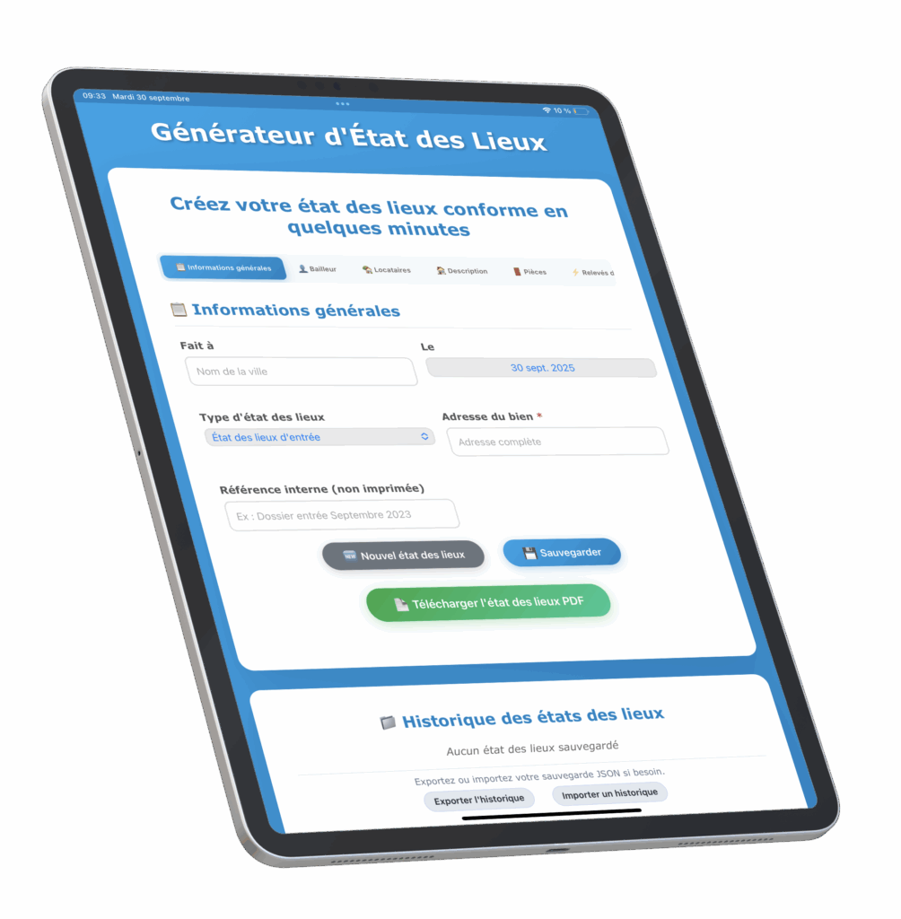 APPLICATION ETAT DES LIEUX