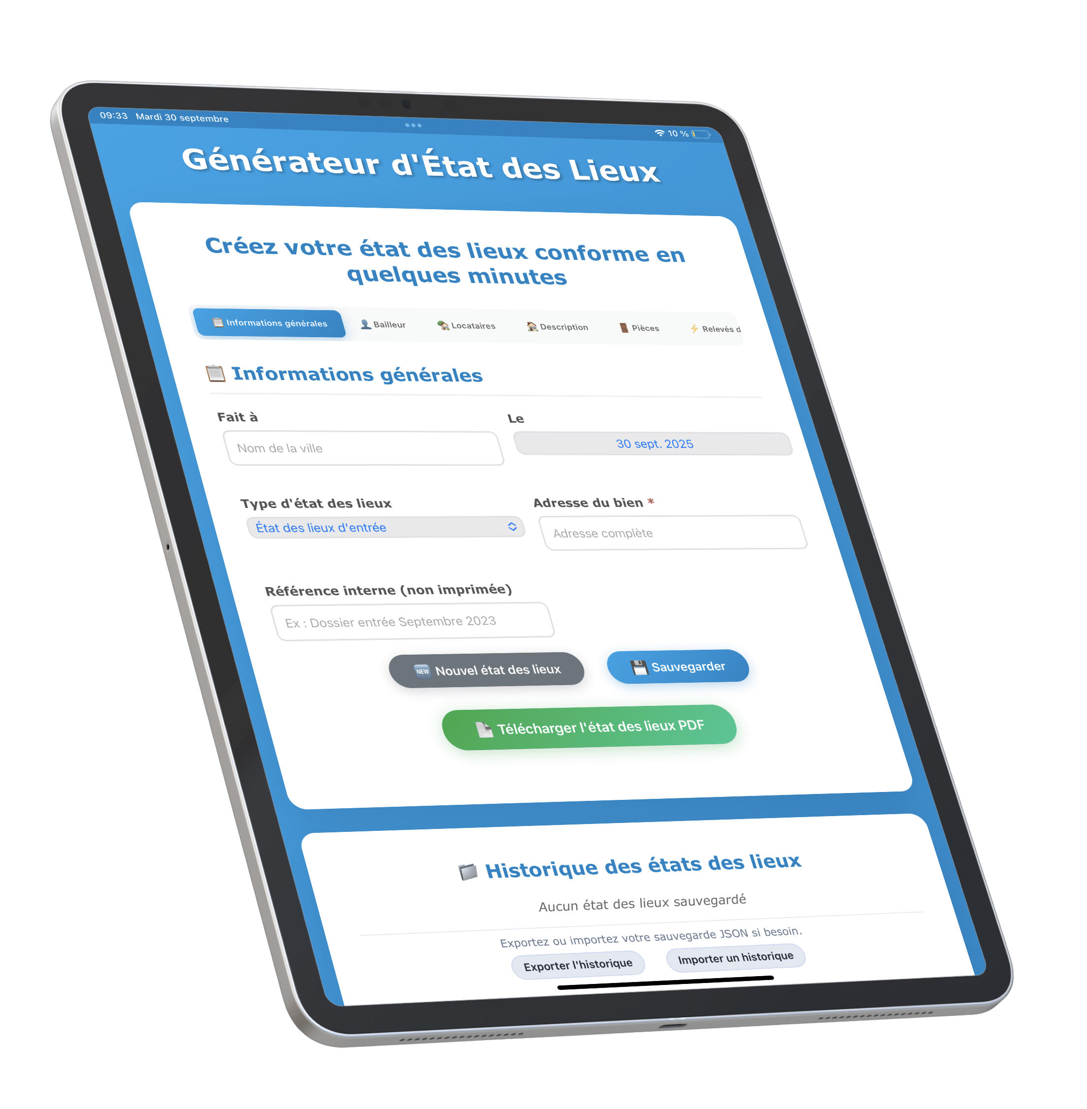 APPLICATION ETAT DES LIEUX